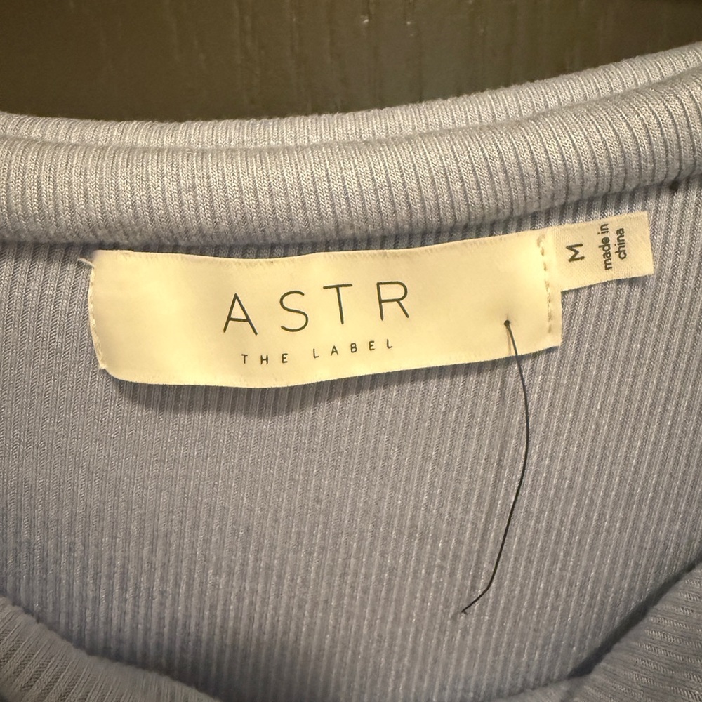 ASTR The Label Mixed Media Off The Shoulder Dress | Blue | Medium - Picture 5 of 7